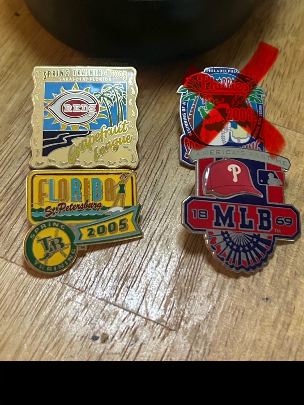 MLB Team Pin Lot - Reds & Phillies Vintage Spring Training Pins